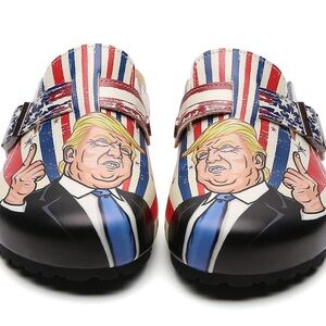 Donald Trump Patriotic Clogs Shoes Size 10 like Birkenstocks